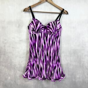 Smart Sexy Womens Babydoll Nightie 36C Sleepwear Purple Y2K Club Rave Maximalist